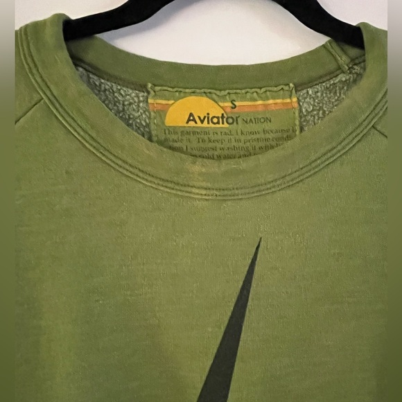 Aviator Nation Bolt Pullover Green Sweatshirt - Picture 3 of 8